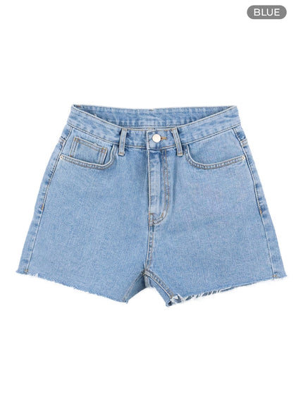 destroyed-hem-denim-shorts-oa422 / Blue