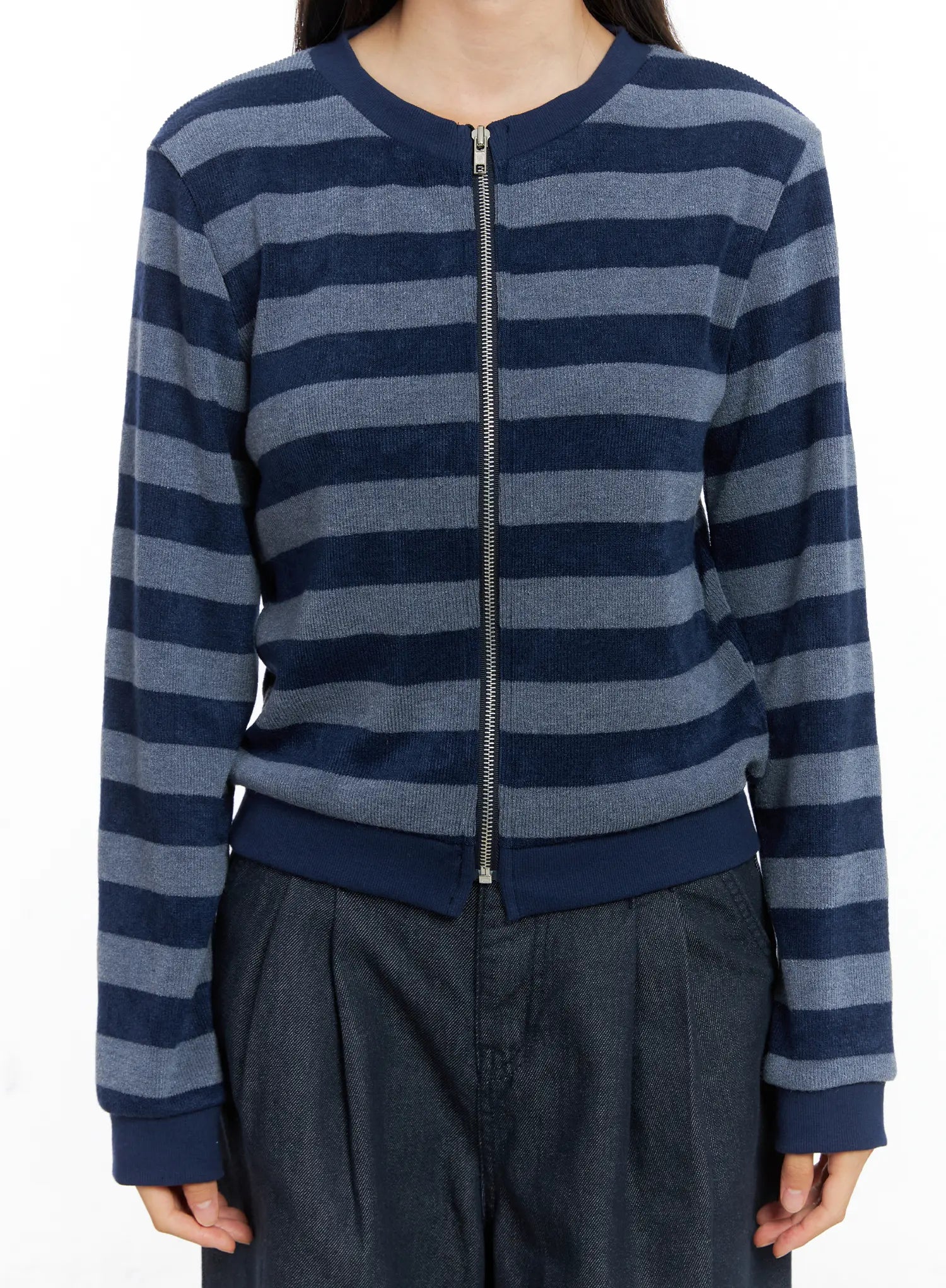 ralph-striped-two-way-zip-up-cs524 / Blue