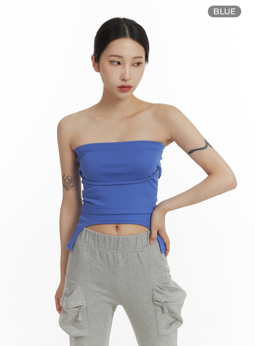 halter-strap-tank-top-cf429 / Blue