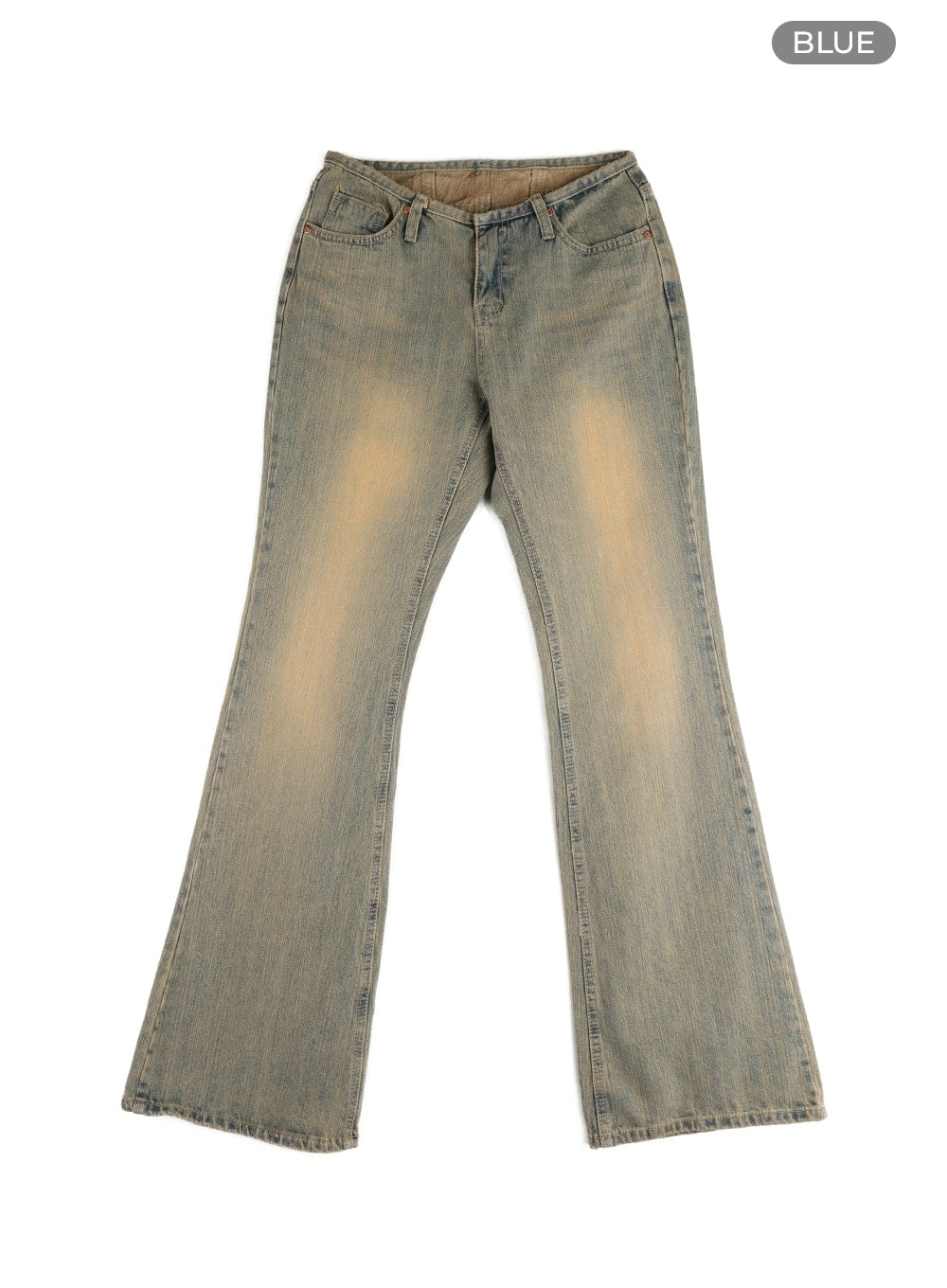 Vintage Washed Flared Jeans CM411 in Blue, size L
