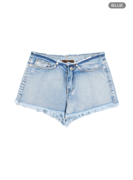 distressed-washed-denim-shorts-cl404 / Blue