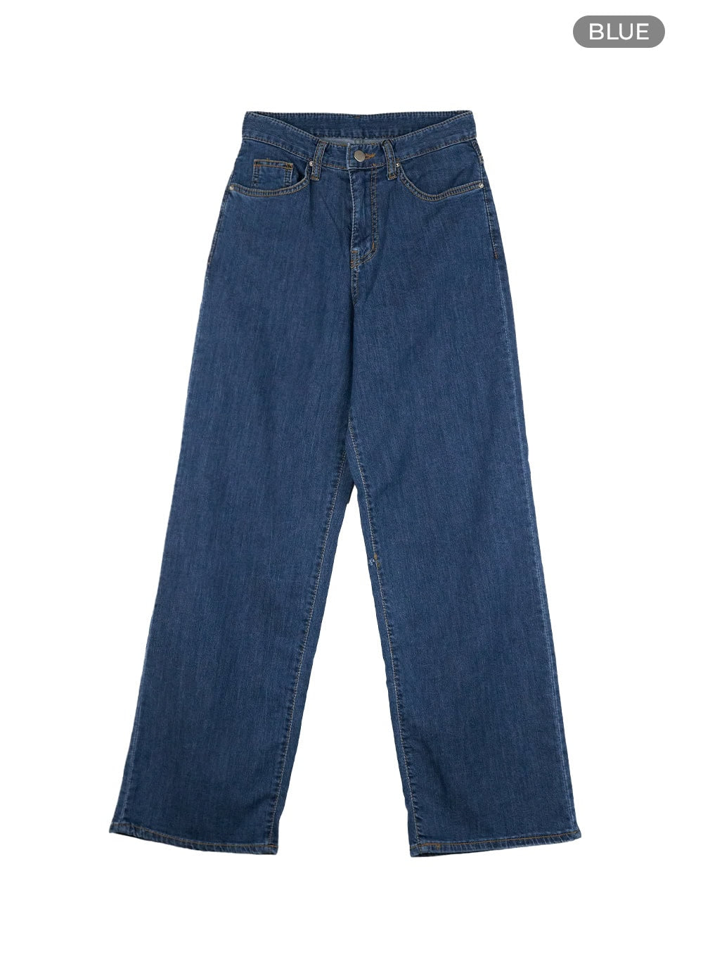Washed Low Rise Loose Straight Jeans OL416 in Blue, size L