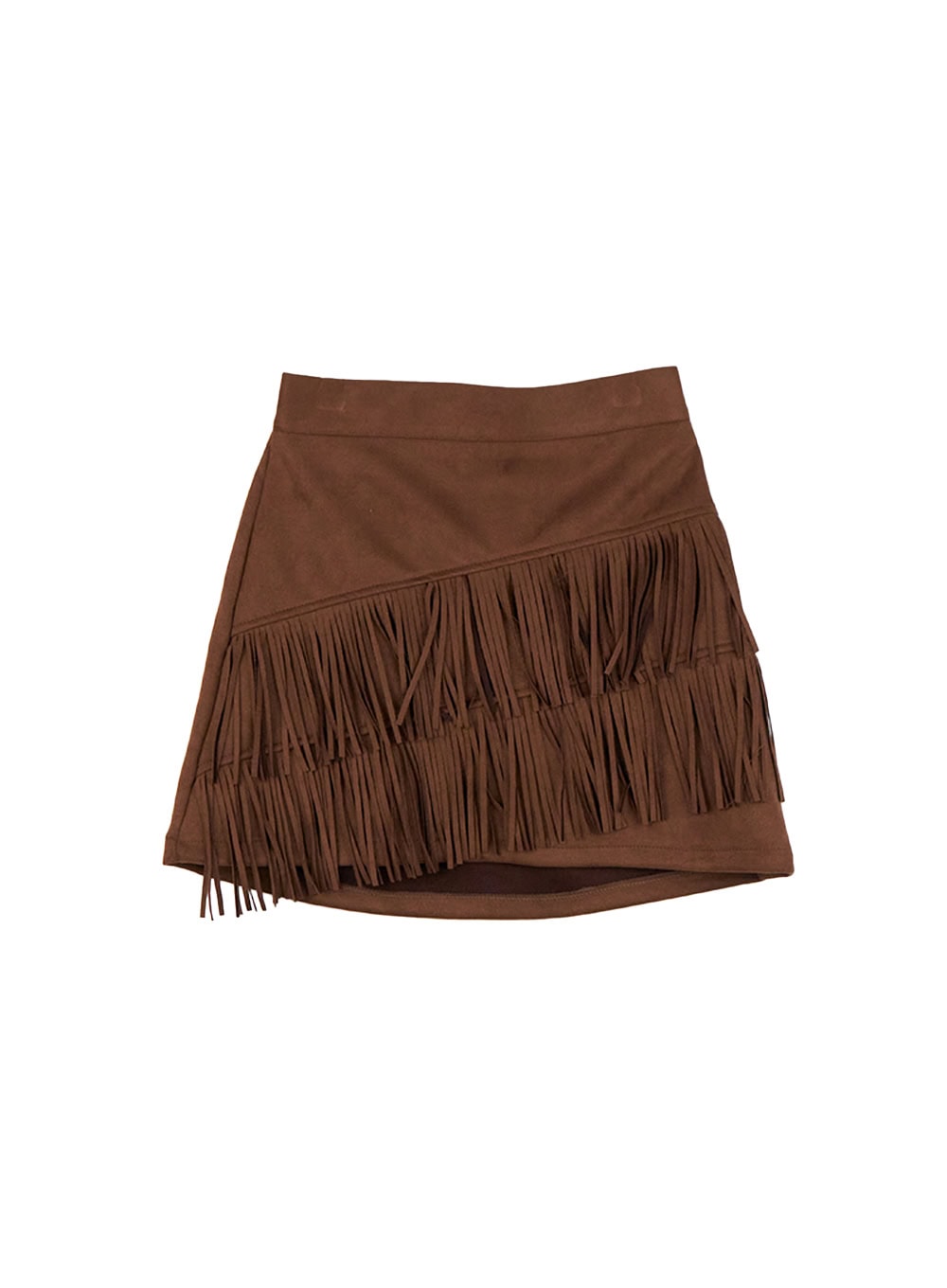 fringe-flare-mini-skirt-cd409 / Brown