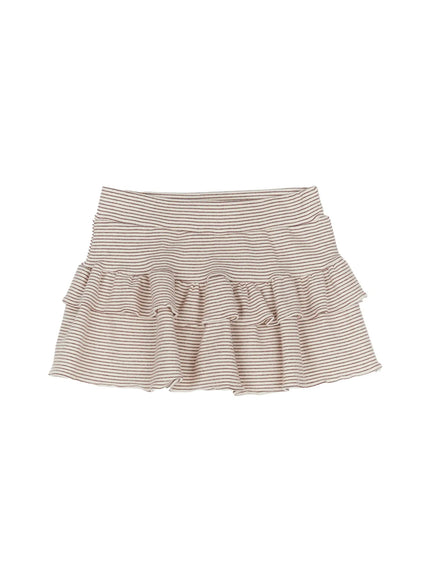 striped-layered-mini-skirt-co520 / Brown