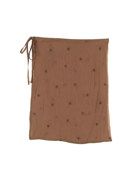 sheer-latered-midi-skirt-cj512 / Brown