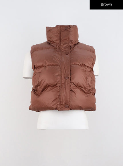 cropped-puffer-vest-cn320 / Brown