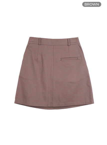 solid-a-line-mini-skirt-og428 / Brown