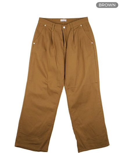 mens-pintuck-cotton-wide-leg-pants-co408 / Brown