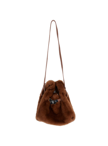 faux-fur-buckle-crossbody-bag-cd501 / Brown