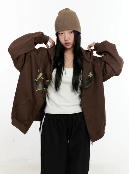 oversized-lettering-hoodie-cn505 / Brown