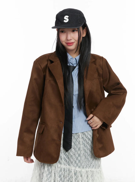 oversized-suede-blazer-cd529 / Brown