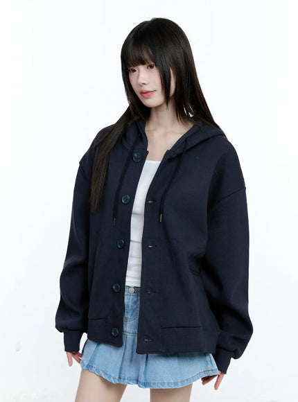 oversized-buttoned-hoodie-cg511 / Dark blue