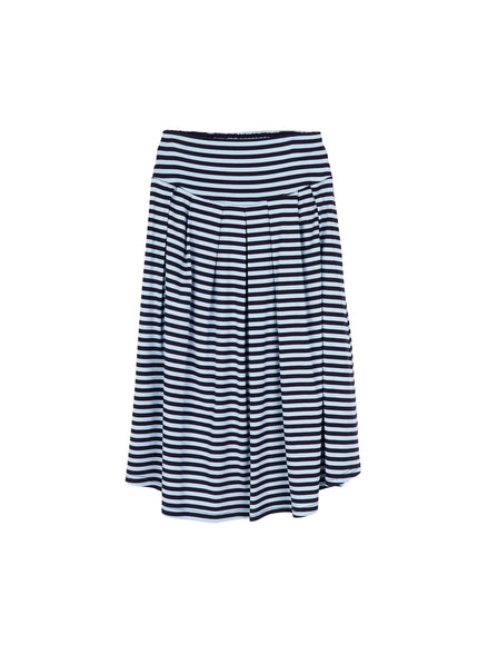 striped-flare-long-skirt-cy512 / Dark blue