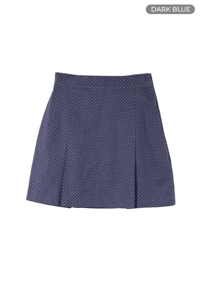 polka-dot-pintuck-mini-skirt-of422 / Dark blue