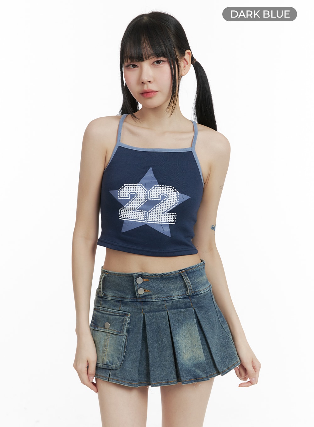MARCY PADDED THICK STRAP CROP TOP (OXFORD NAVY)