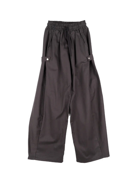 side-button-wide-leg-pants-cs517 / Dark gray