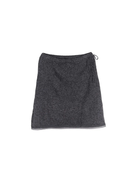 ribbed-knit-lace-midi-skirt-cn505 / Dark gray