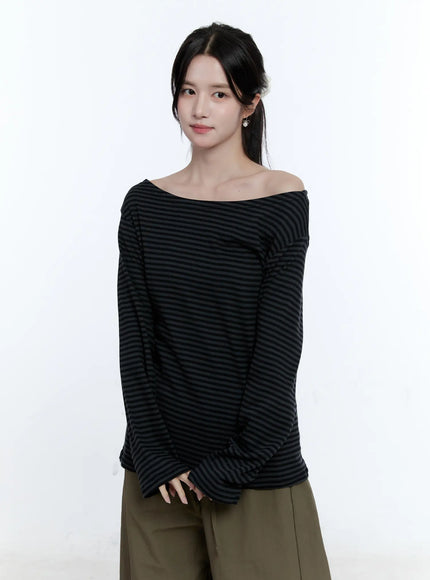 wide-boat-neck-loose-fit-top-cg513 / Dark gray