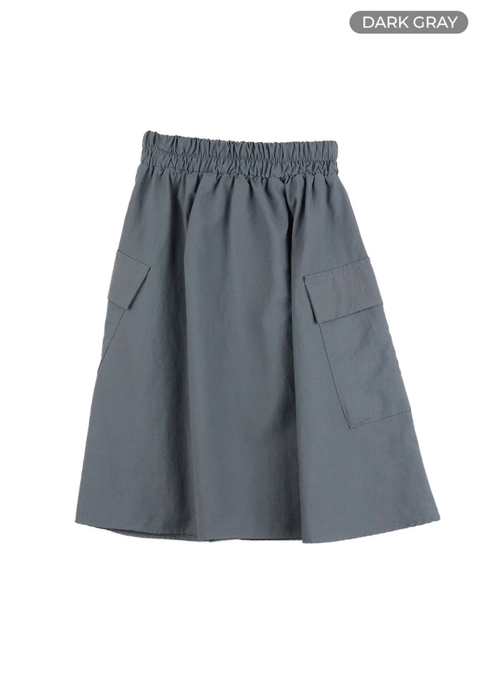 cotton-cargo-midi-skirt-oy417 / Dark gray