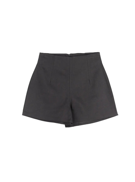 classic-high-waist-cotton-short-f502 / Dark gray