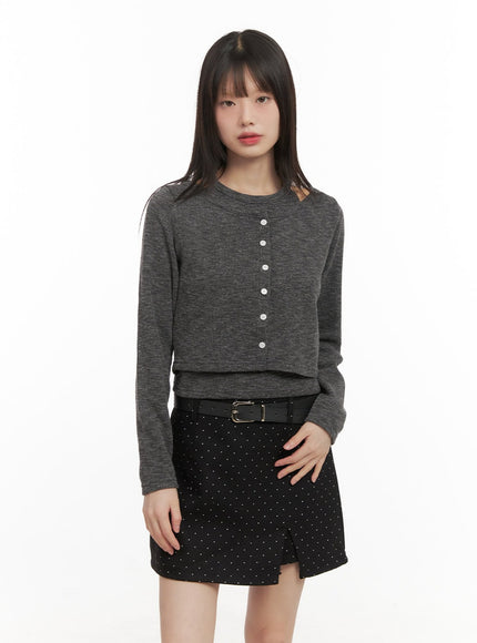 slim-fit-cardigan-halter-top-set-cd430 / Dark gray