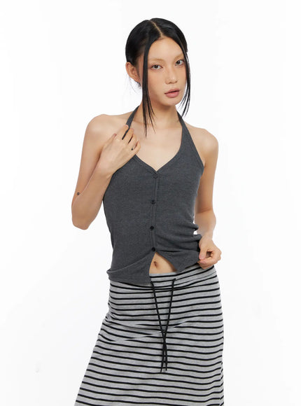 buttoned-halter-tank-cl530 / Dark gray