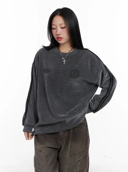velvet-oversized-track-sweatshirt-cn528 / Dark gray