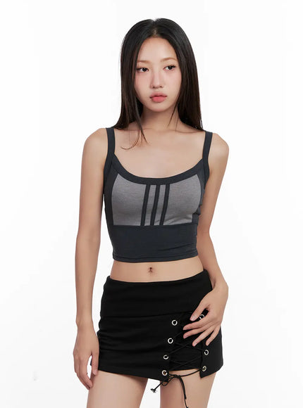 contrast-crop-tank-cl521 / Dark gray