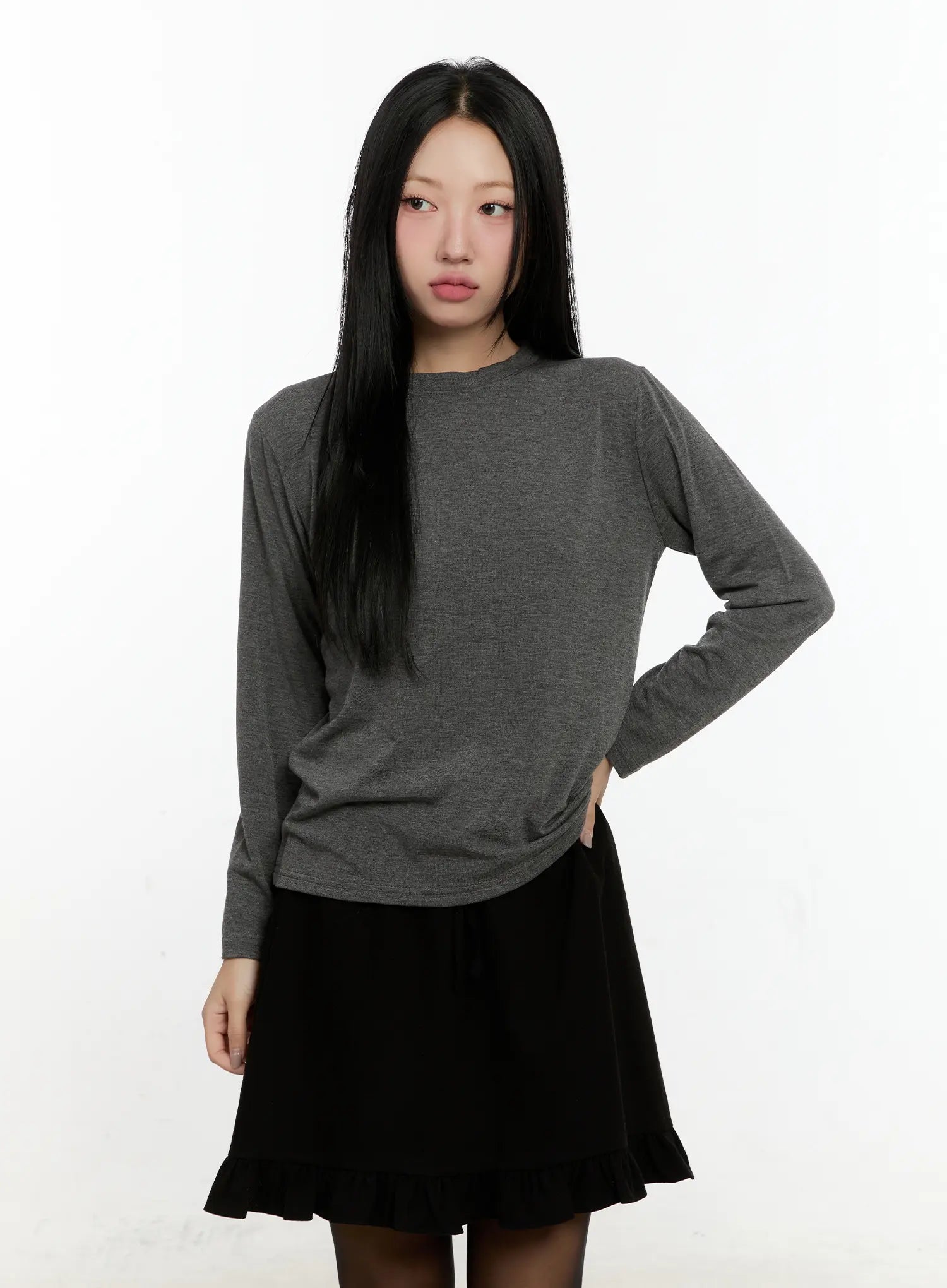 basic-fleece-long-sleeve-tee-cn506 / Dark gray