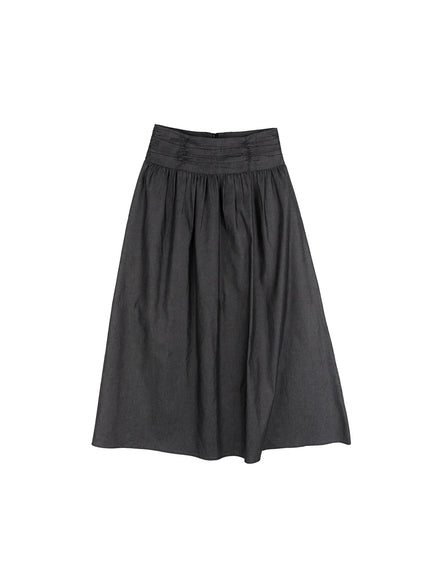 elegant-flare-long-skirt-cs504 / Dark gray