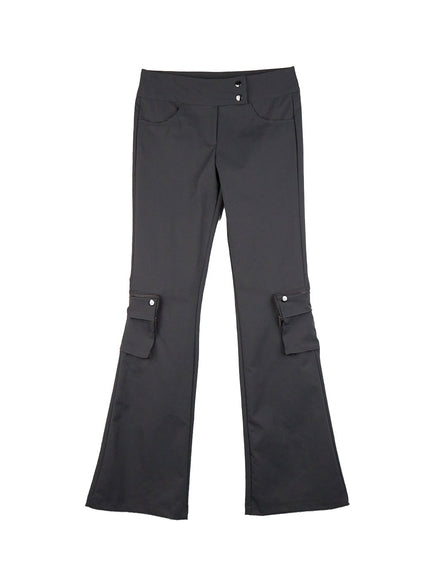 cargo-low-waist-bootcut-pants-cj516 / Dark gray