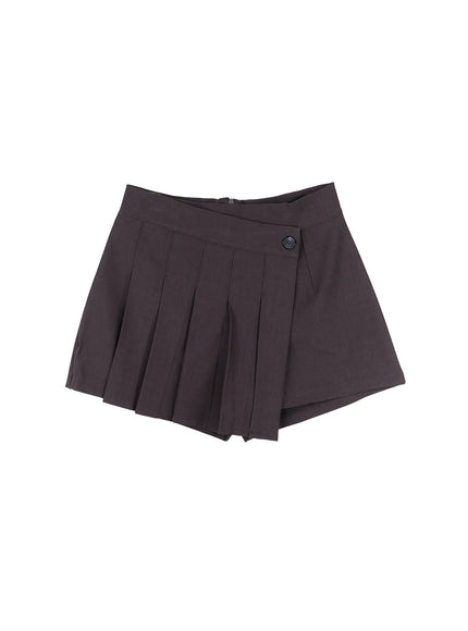 pleated-wrap-mini-skort-cs523 / Dark gray