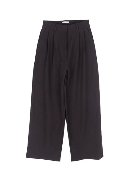 wide-leg-pin-tuck-slacks-cj526 / Dark gray