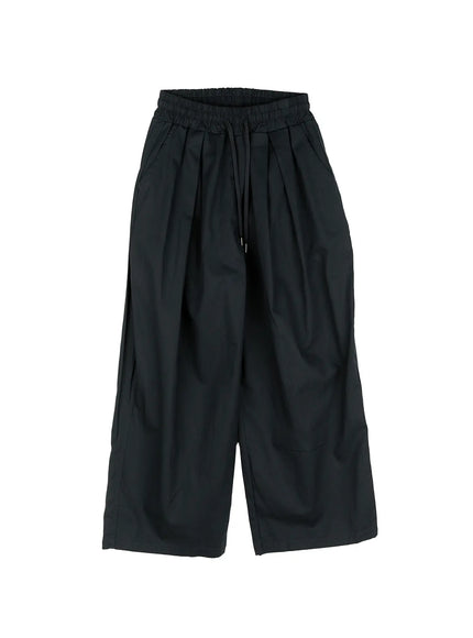 pintuck-wide-cotton-pants-cg518 / Dark gray