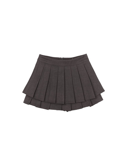 preppy-pleated-mini-skort-cm531 / Dark gray