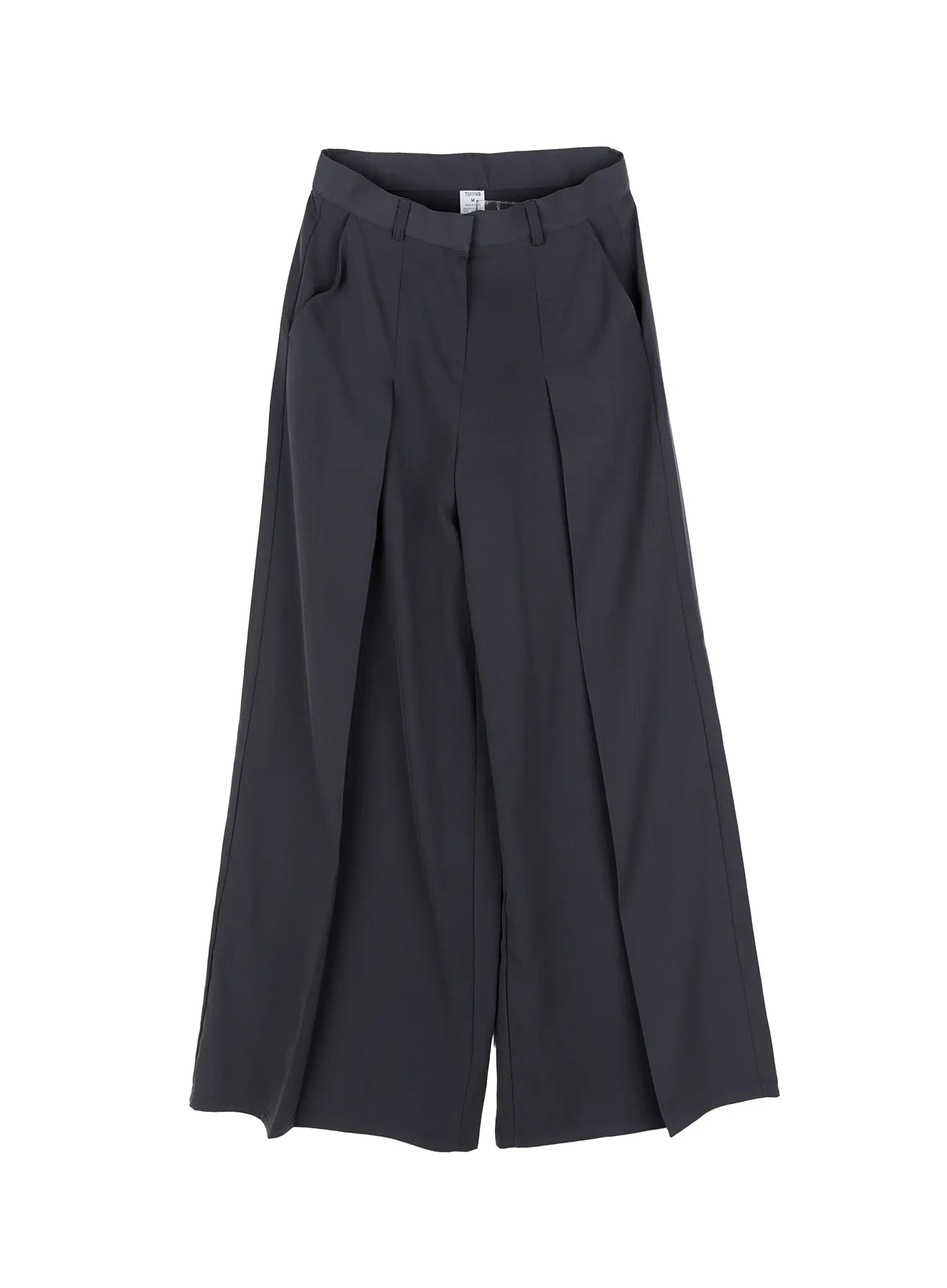 wide-leg-pleated-slacks-cl530 / Dark gray