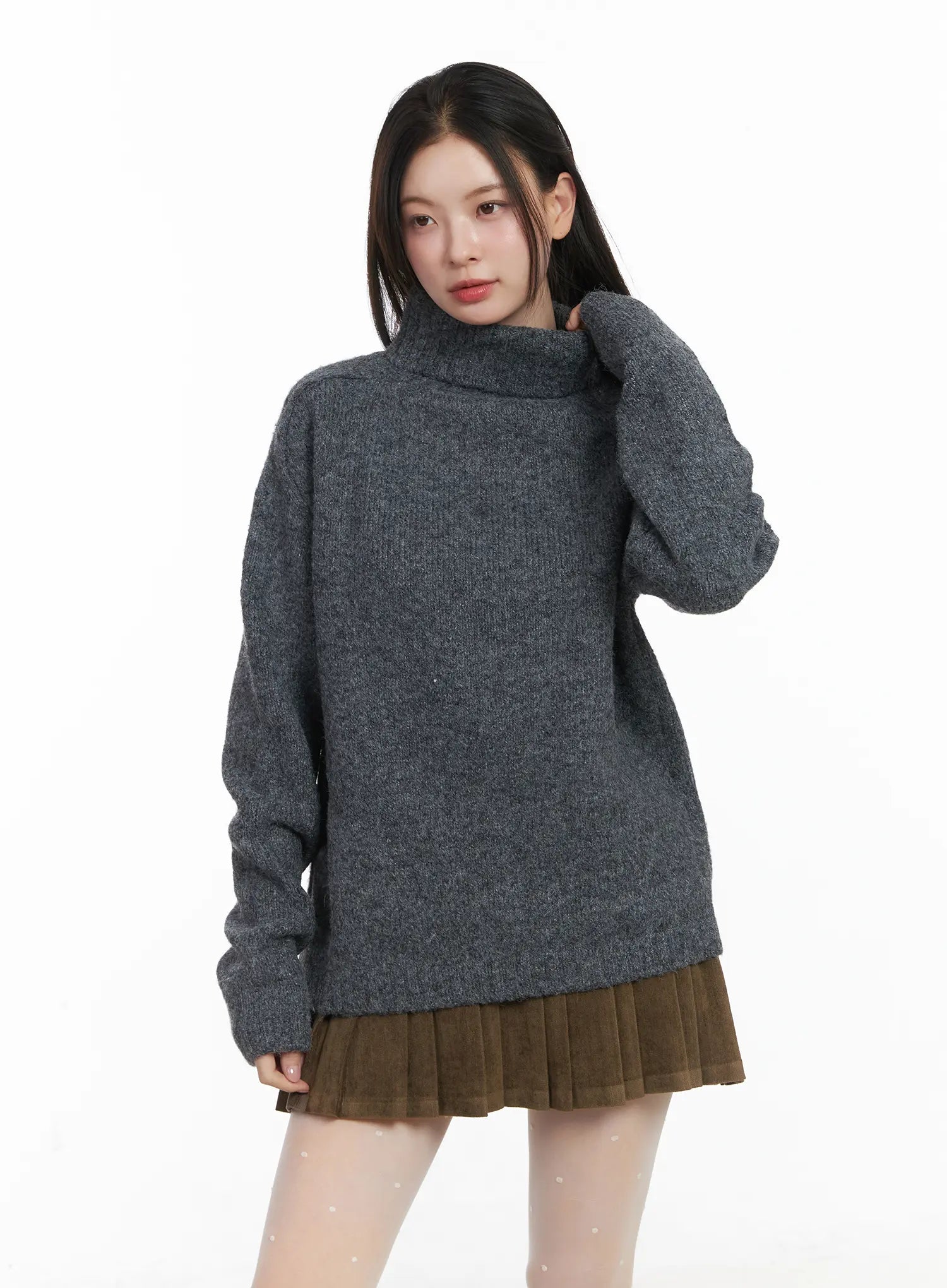 cozy-wool-turtleneck-knit-sweater-cj506 / Dark gray