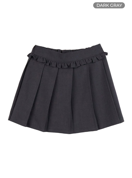 frill-pleated-mini-skirt-oo421 / Dark gray