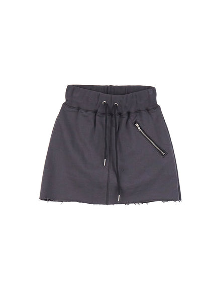 zipper-pocket-comfy-mini-skirt-cj517 / Dark gray