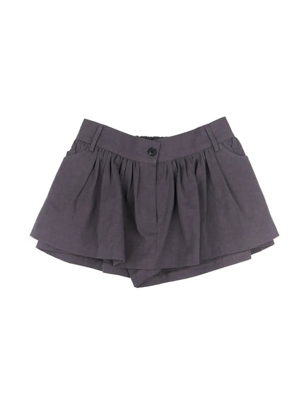 chic-pleated-mini-skort-with-elastic-waistband-cj526 / Dark gray