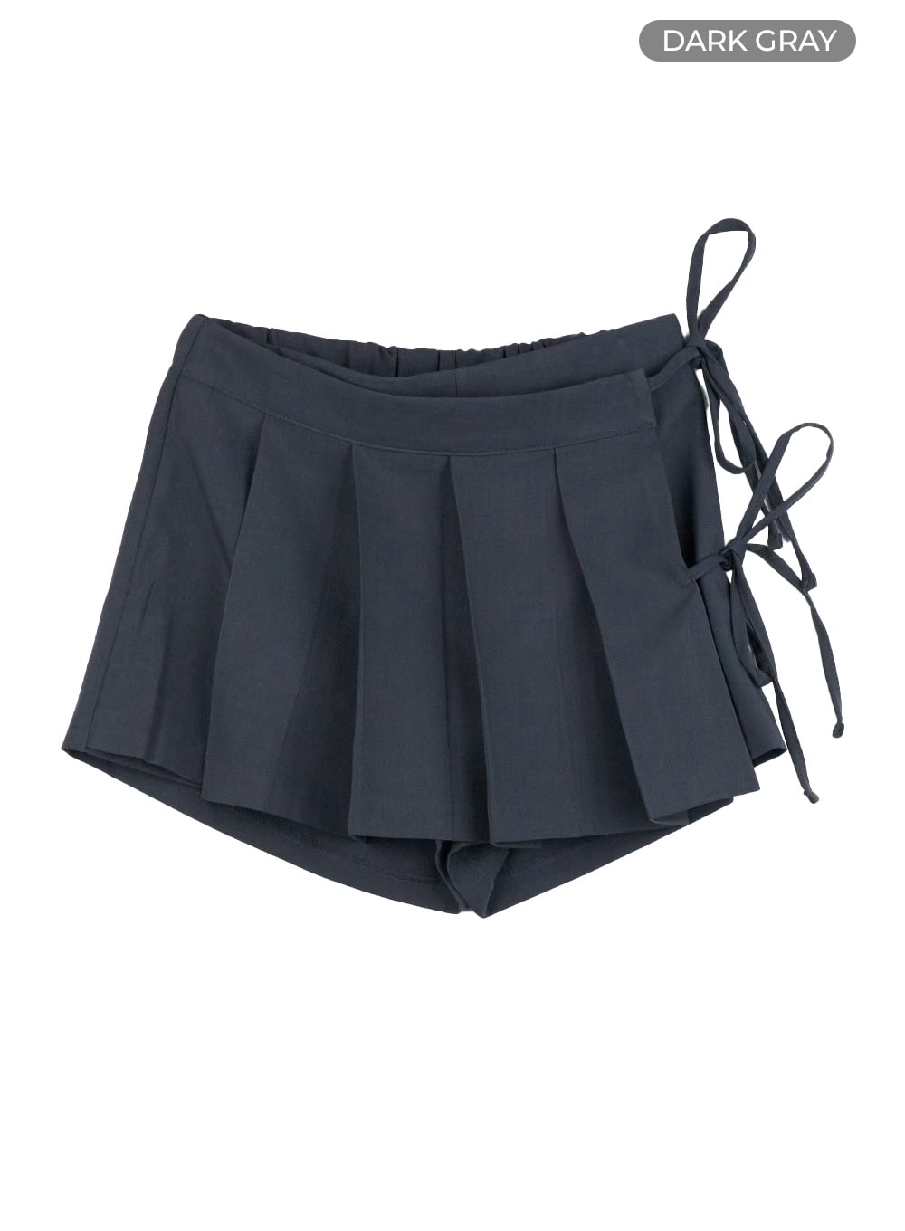 ribbon-strap-pleated-mini-skirt-cl422 / Dark gray