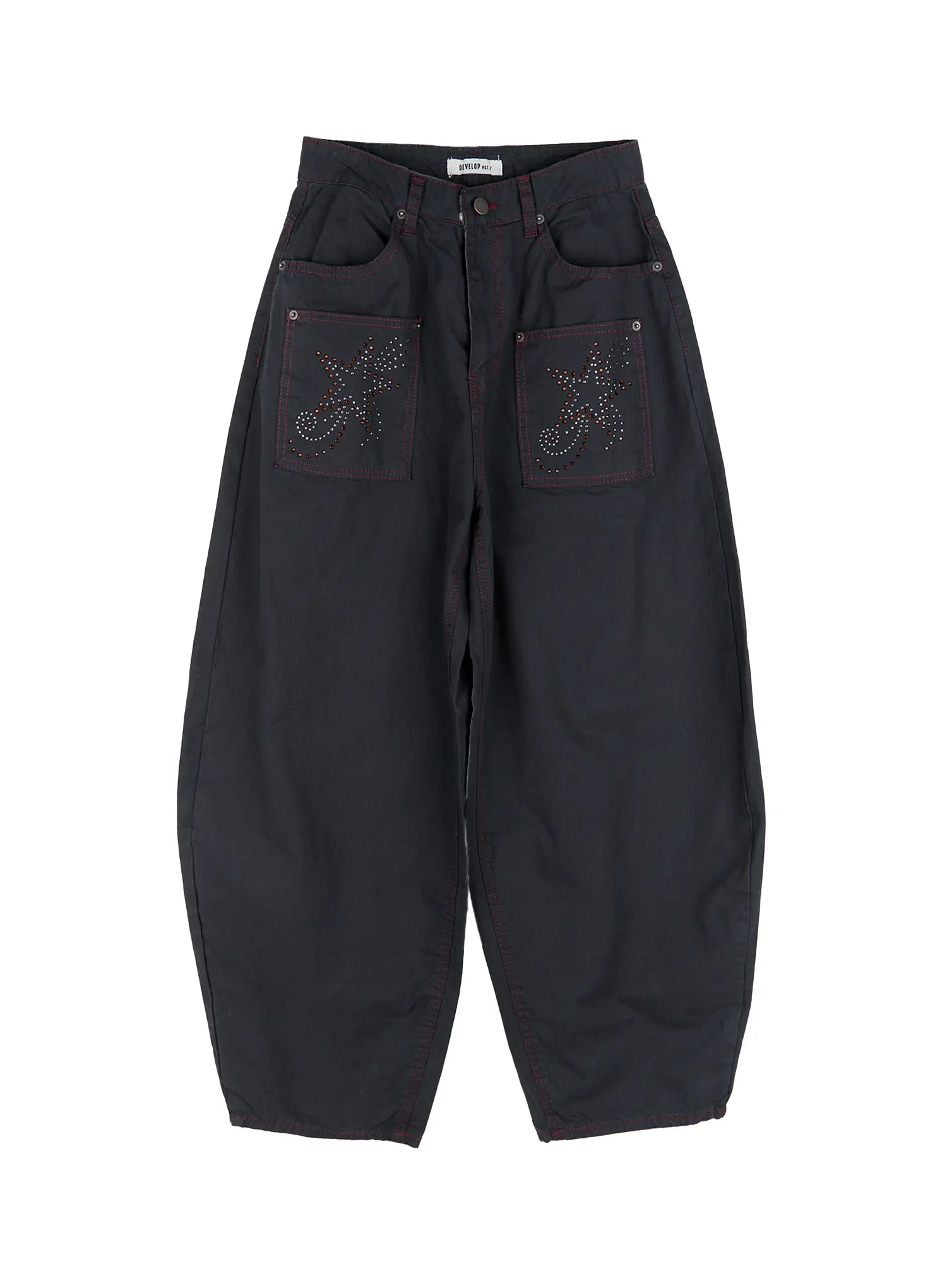 star-embellished-wide-leg-pants-cs504 / Dark gray