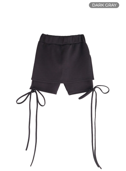 solid-knotted-wrap-mini-skort-cm412 / Dark gray