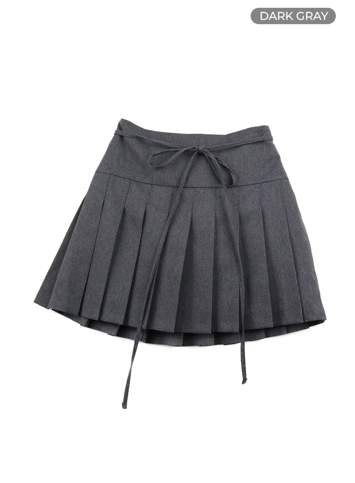 bowknot-pleated-mini-skirt-oa429 / Dark gray