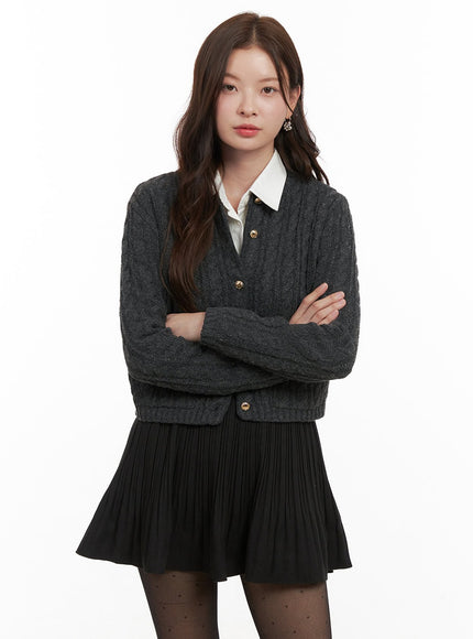 cozy-cable-knit-buttoned-cardigan-od403 / Dark gray