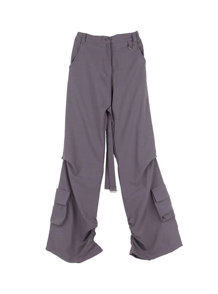 utility-buckle-flare-pants-cl518 / Dark gray