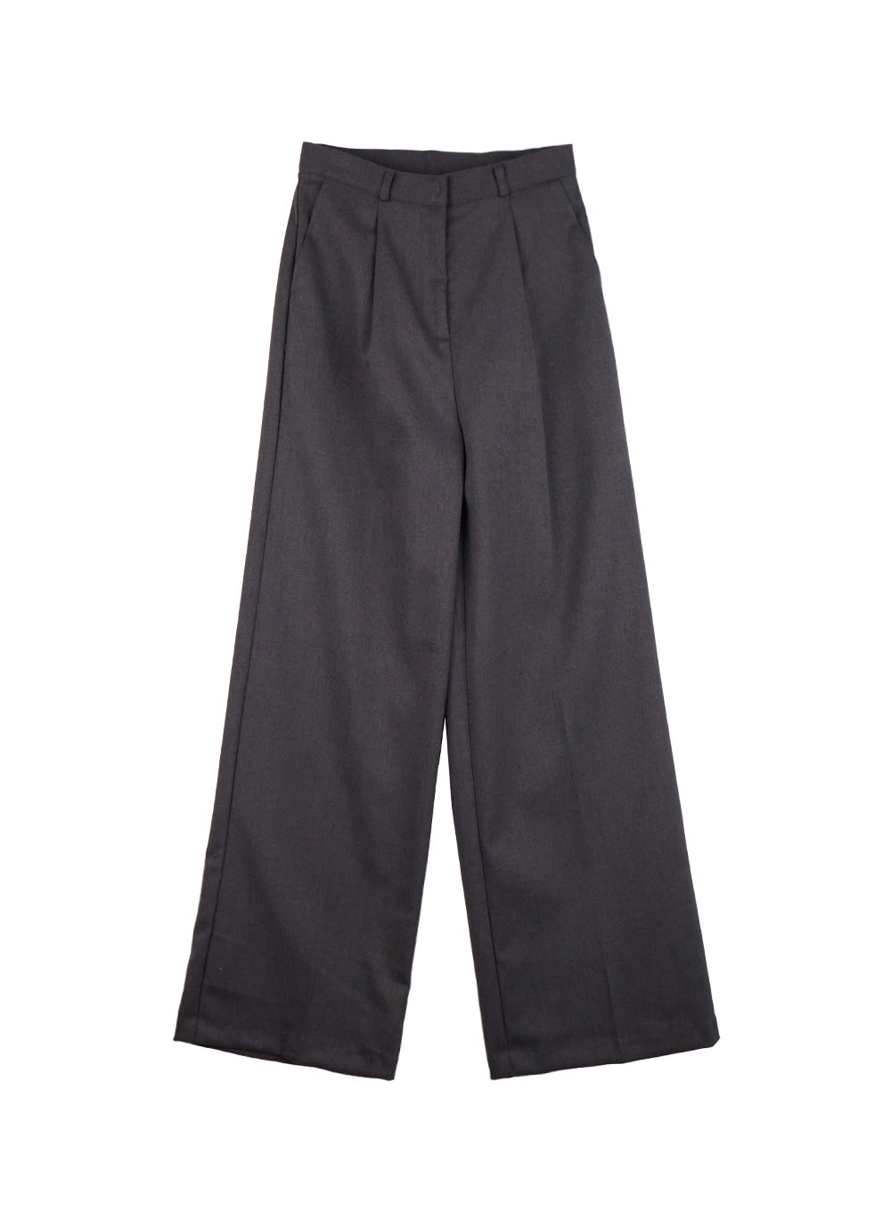 pintuck-solid-wide-fit-pants-od403 / Dark gray