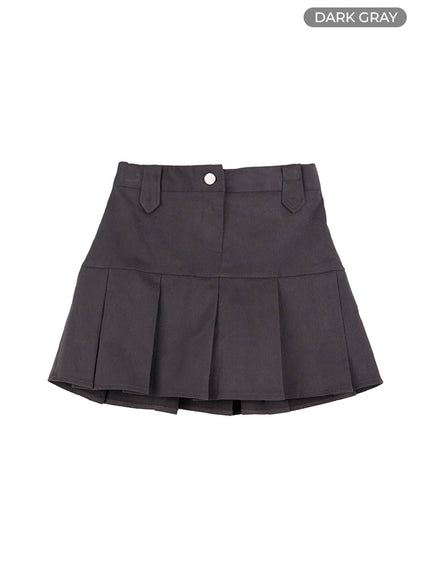 elastic-back-pleated-mini-skirt-co419 / Dark gray