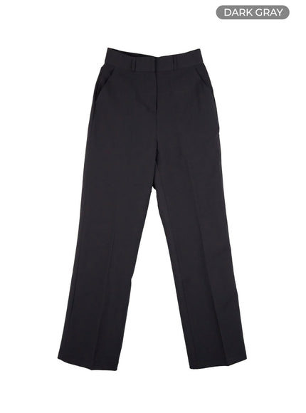 chic-waistband-straight-leg-pants-os411 / Dark gray
