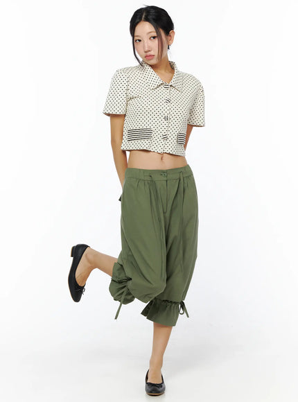 ribbon-detail-capri-pants-cu512 / Dark green